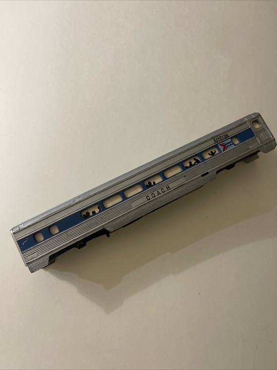 Amtrak Silver Passenger Coach Train Car Toy as is